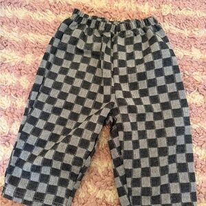 Black and Gray Checkered Knit Pants